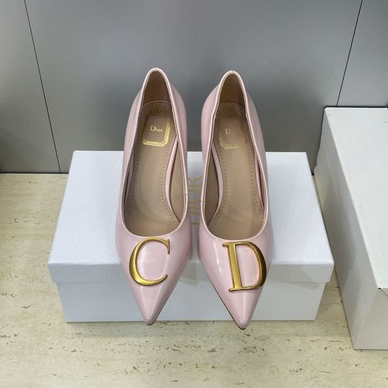 Christian Dior CD Pointed Toe Stiletto Pumps Leather Upper Hardware Buckle