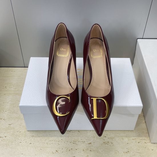 Christian Dior CD Pointed Toe Stiletto Pumps Leather Upper Hardware Buckle
