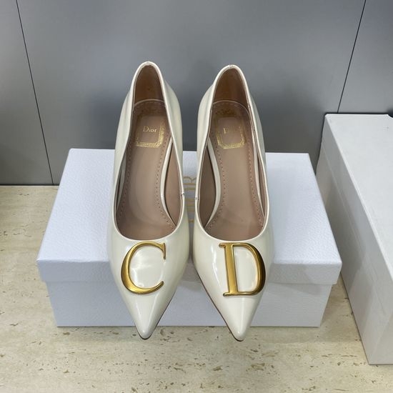 Christian Dior CD Pointed Toe Stiletto Pumps Leather Upper Hardware Buckle