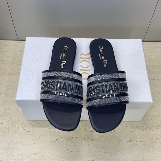Christian Dior CD Custom TPU Flat Slip-On Sandals with Round Toe