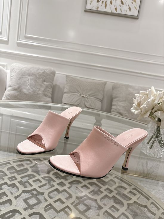 Gucci Premium Silk Embroidered High Heel Leather Sole Pumps