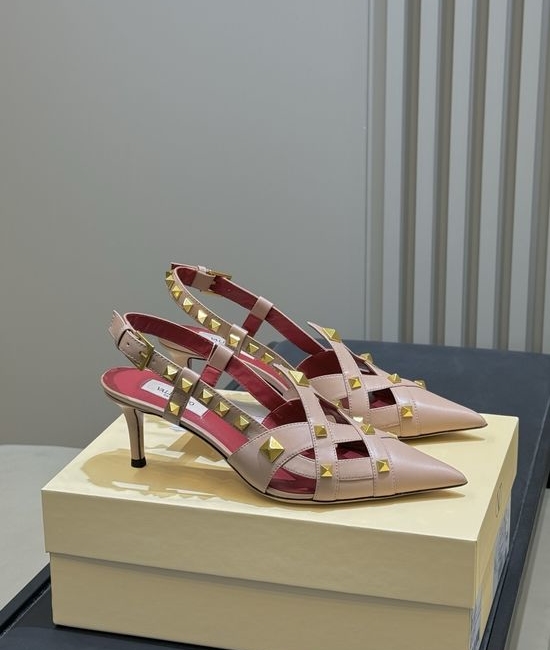 Valentino Stud Embellished Square Toe Leather Flats