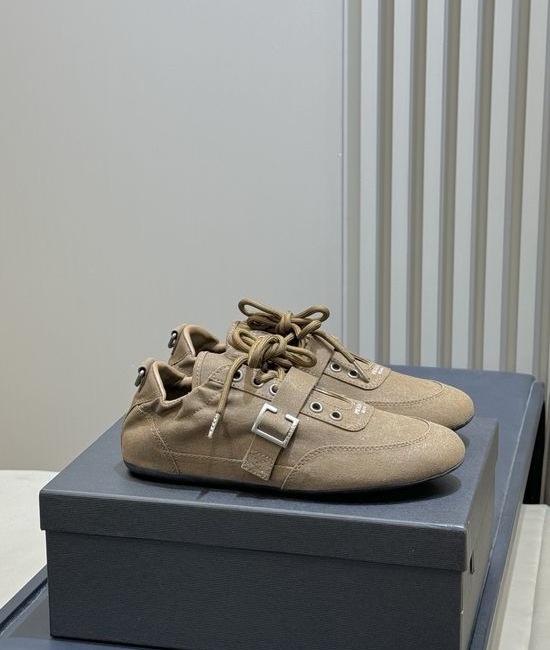 Prada Vintage Low Top Casual Sneakers with Metal Buckle