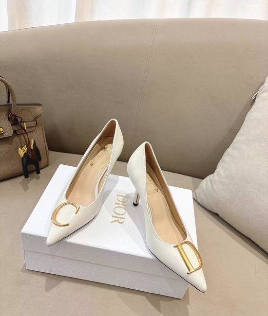Christian Dior CD Pointed Toe Stiletto Pumps with Logo Hardware Buckle