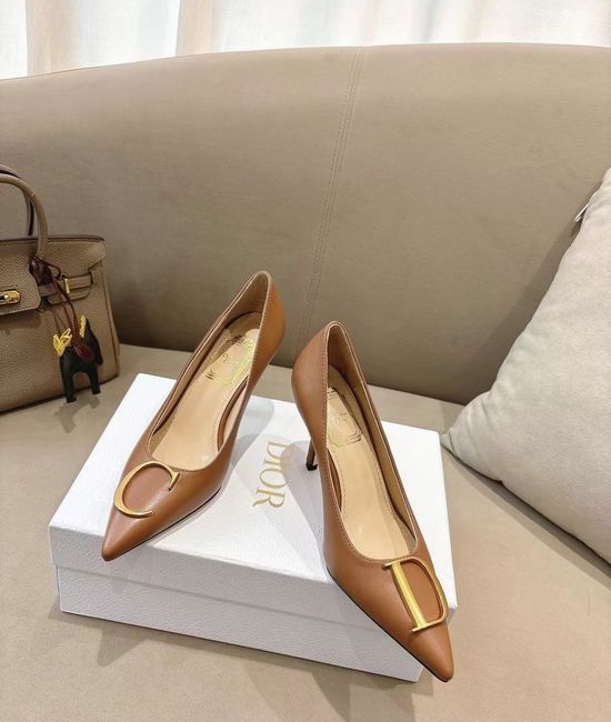 Christian Dior CD Pointed Toe Stiletto Pumps with Logo Hardware Buckle