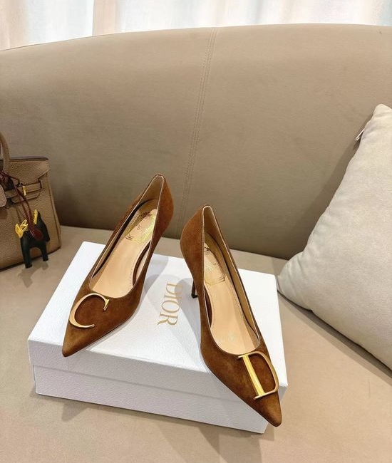 Christian Dior CD Pointed Toe Stiletto Pumps with Logo Hardware Buckle