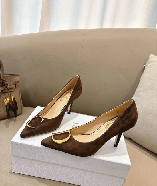 Christian Dior CD Pointed Toe Stiletto Pumps with Logo Hardware Buckle