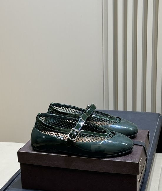 Alaia Mesh Ballet Flats with Rhinestone Buckle Detail