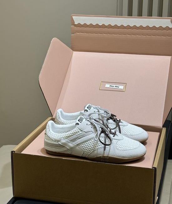 Miu Miu Mesh Breathable Training Shoes with Suede Accents