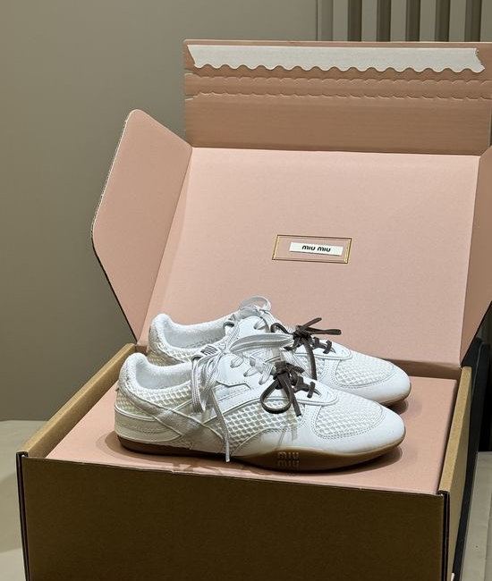 Miu Miu Mesh Breathable Training Shoes with Suede Accents