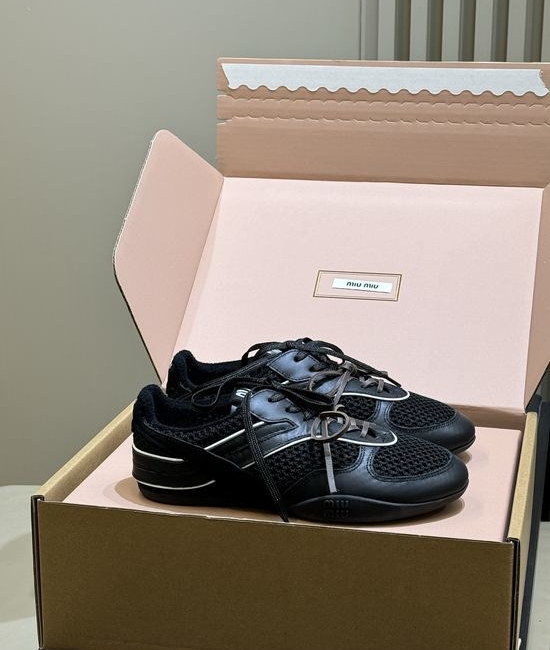 Miu Miu Mesh Breathable Training Shoes with Suede Accents