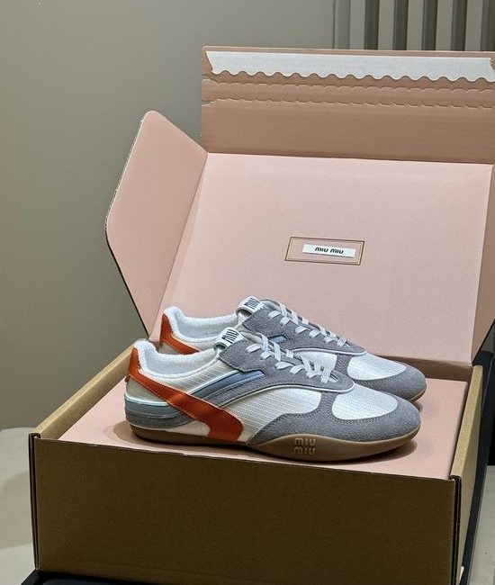 Miu Miu Mesh Breathable Training Shoes with Suede Accents