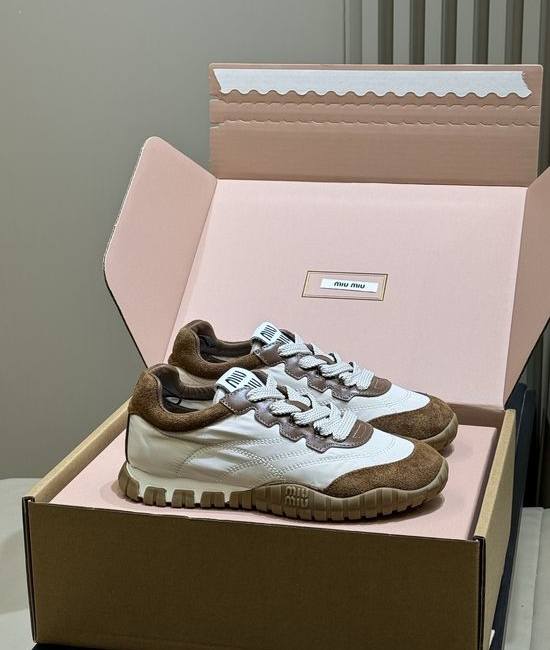 Miu Miu Retro-Inspired Training Shoes with Tire-Tread Soles