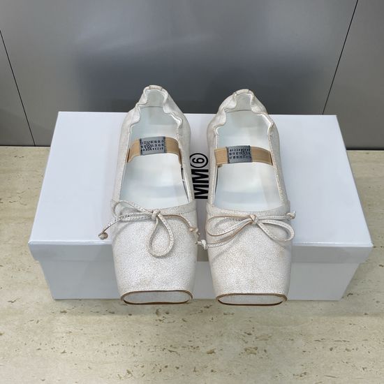 Maison Margiela Square-toe Bow Ballet Flats with MM6 Logo