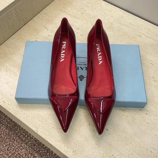 Prada Low-heeled Pointed-toe Shoes with Triangle Badge