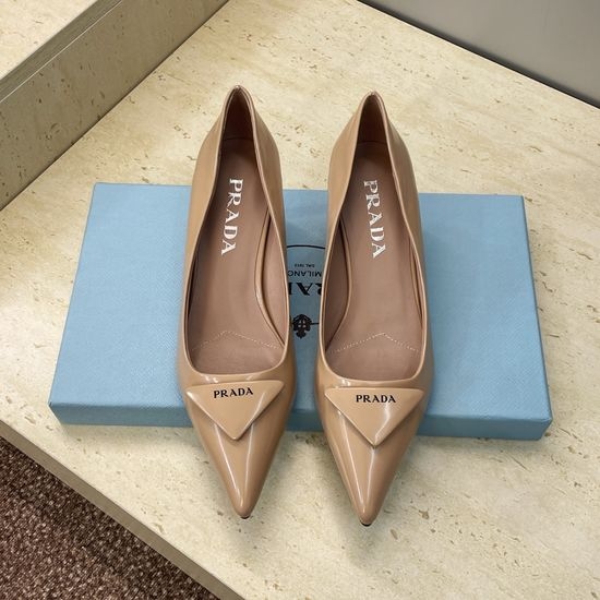 Prada Low-heeled Pointed-toe Shoes with Triangle Badge