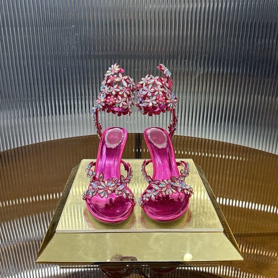Rene Caovilla Butterfly Rhinestone Satin Elegant High Heel Shoes