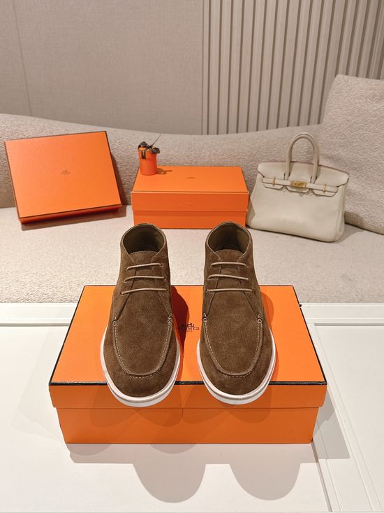 Hermes Suede Leather Derby Shoes Casual Stylish Daily Footwear