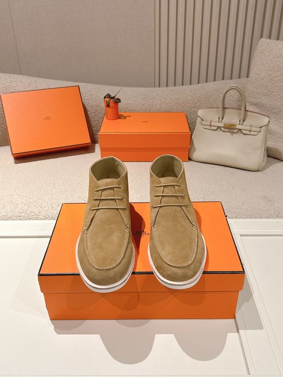 Hermes Suede Leather Derby Shoes Casual Stylish Daily Footwear