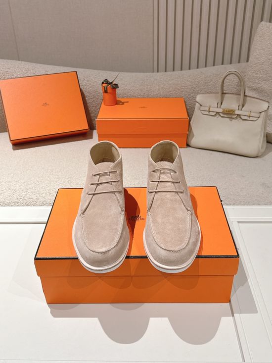 Hermes Suede Leather Derby Shoes Casual Stylish Daily Footwear