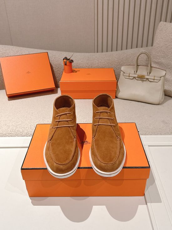 Hermes Suede Leather Derby Shoes Casual Stylish Daily Footwear