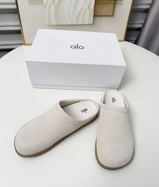 Alo Soft Suede Square Toe Non-slip Flat Mule Shoes