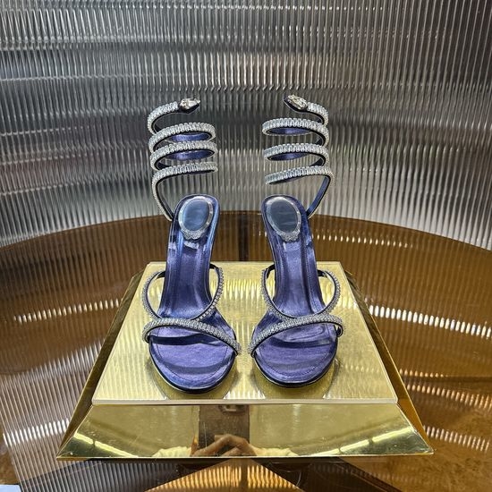 Rene Caovilla Multi-color Zircon Chain Decorated High Heel Sandals