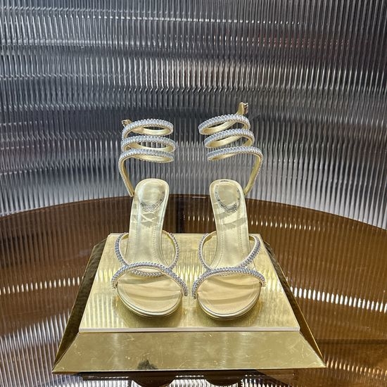 Rene Caovilla Multi-color Zircon Chain Decorated High Heel Sandals