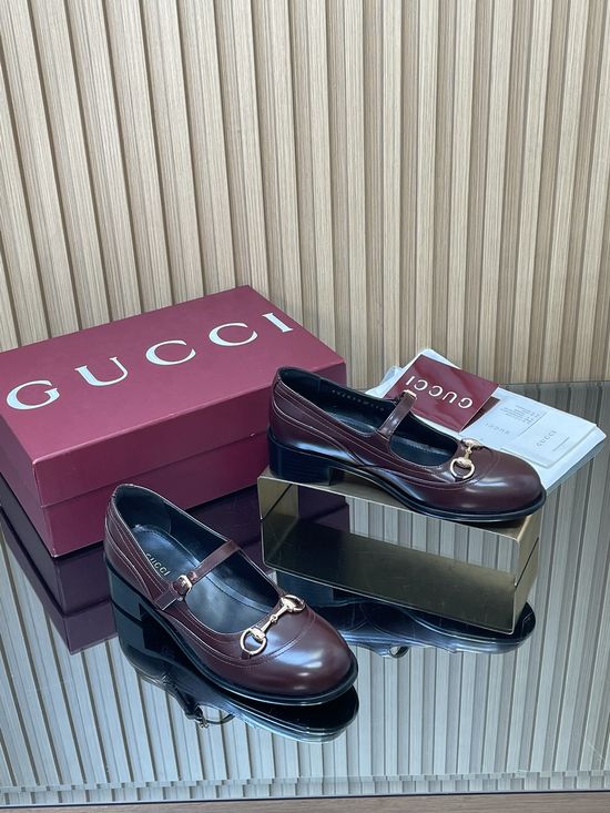 Gucci Horsebit Decor Patent Leather Mary Jane Chunky Heel Loafers