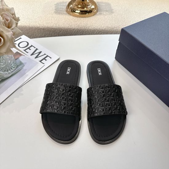 Christian Dior Textured Leather Cross Strap Casual Sandals Non-slip Sole