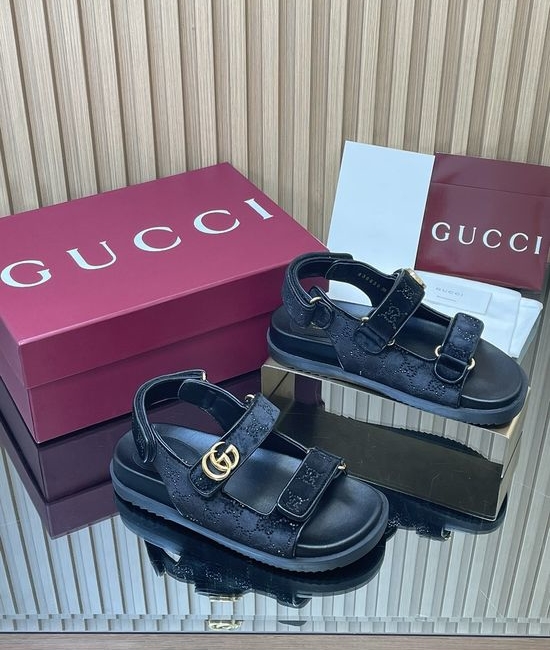 Gucci Rhinestone Decor Adjustable Strap Casual Sandals