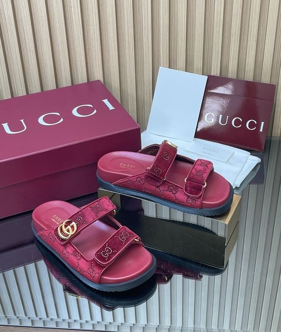 Gucci Rhinestone Decor Adjustable Strap Casual Sandals