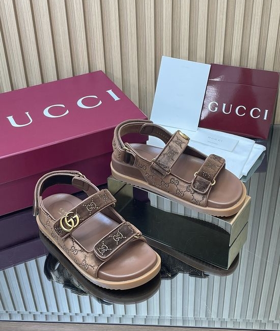 Gucci Rhinestone Decor Adjustable Strap Casual Sandals
