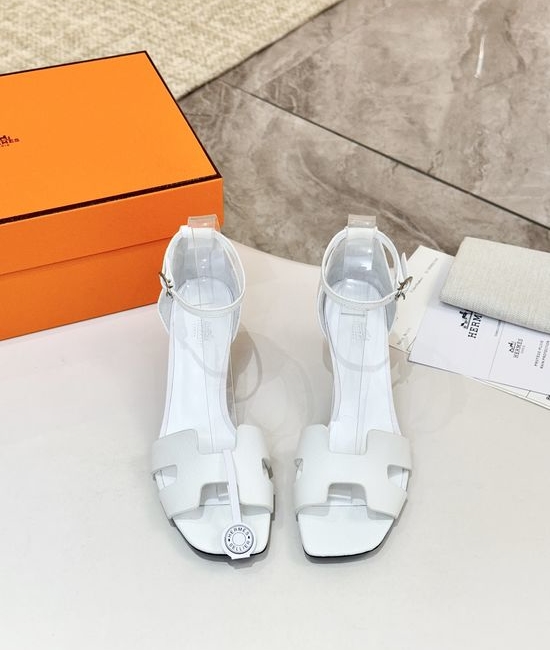 Hermes Premium Cowhide Leather Sole Block Heel Dress Shoes