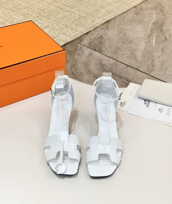 Hermes Premium Cowhide Leather Sole Block Heel Dress Shoes