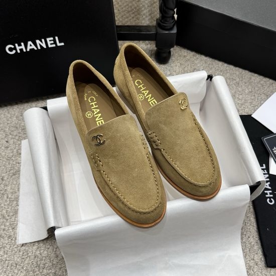 Chanel Rhinestone Buckle Leather Slip On Casual Loafer Shoes