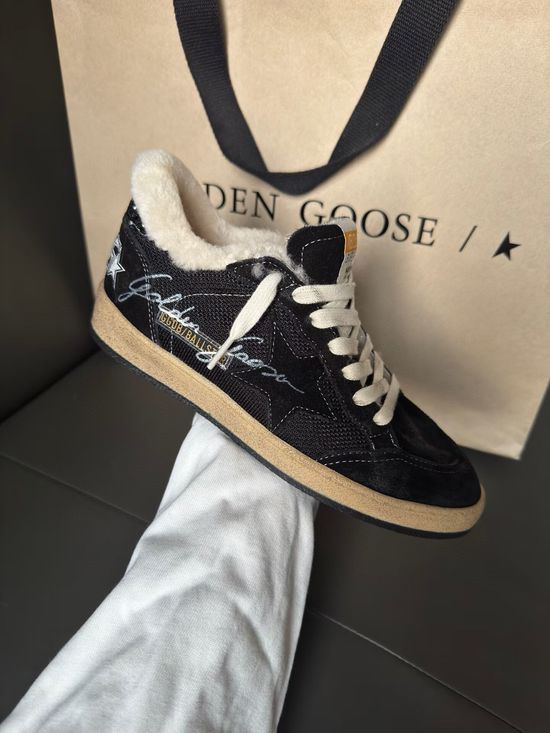 Golden Goose Black Wool Lined Distressed Warm Sneakers