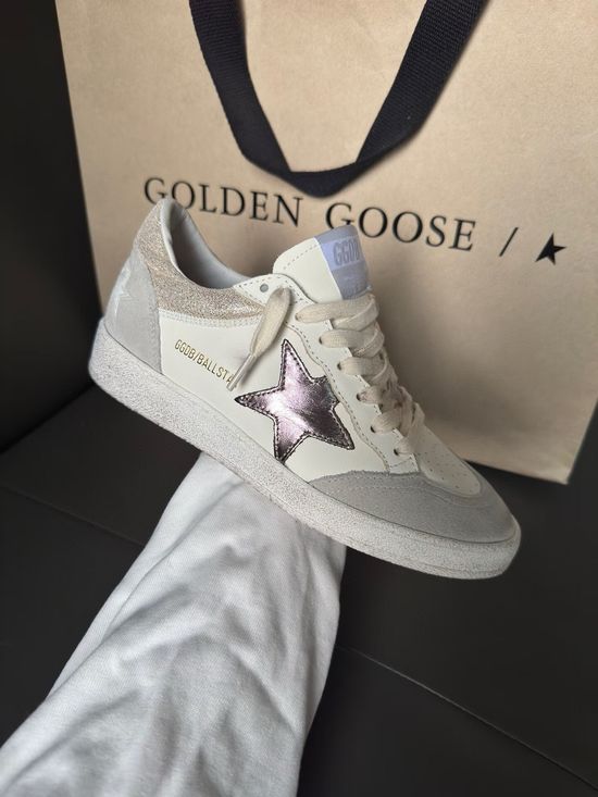 Golden Goose Casual Sneakers Cracked Gold Heel Gunmetal Star