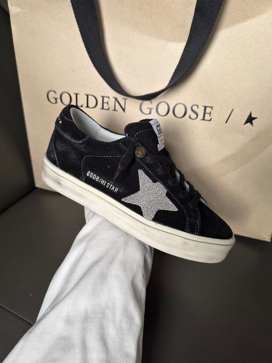 Golden Goose Black Glitter Accent High Top Sneakers