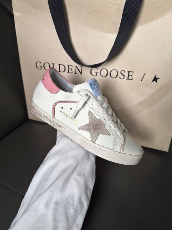 Golden Goose Pink Accent Distressed Casual Sneakers