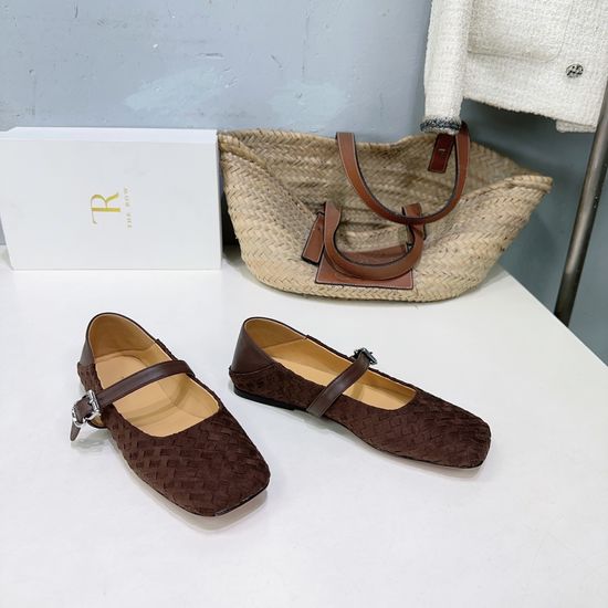 Hermes Minimalist Woven Mary Jane Flats with Buckle Strap