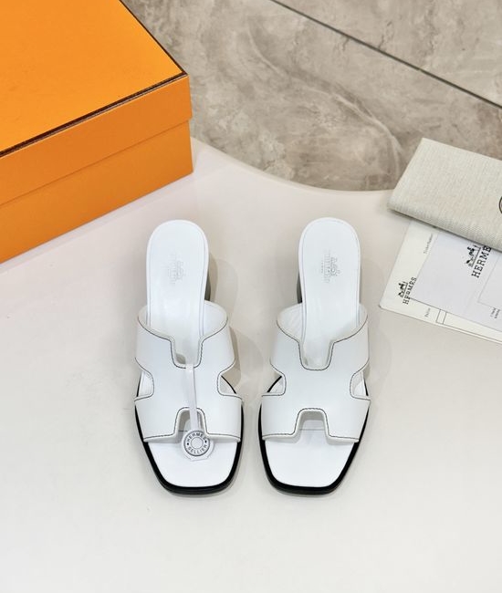 Hermes Premium Cowhide Leather Sole Mid Heel Dress Shoes