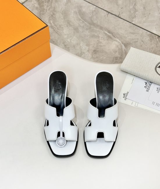 Hermes Premium Cowhide Leather Sole Mid Heel Dress Shoes