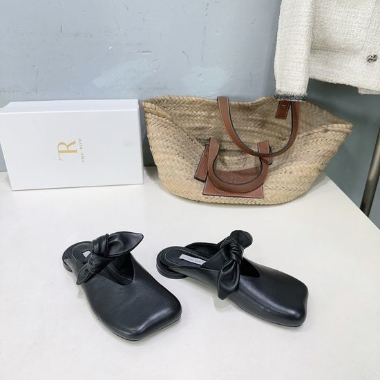 The Row Bow Mary Jane Square Toe Slip On Casual Loafer Flats