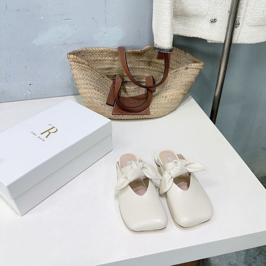 The Row Bow Mary Jane Square Toe Slip On Casual Loafer Flats