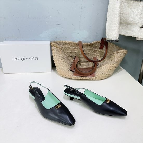 Gianvito Rossi Sheepskin Kitten Heel Slingback Sandals with Metal Decor