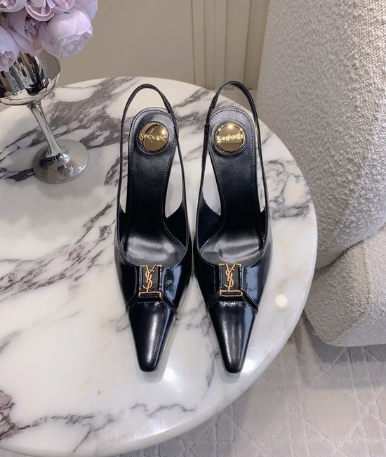 Yves Saint Laurent YSL Pointed-Toe Open-Back High-Heeled Shoes