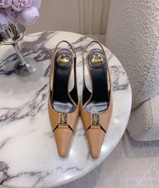 Yves Saint Laurent YSL Pointed-Toe Open-Back High-Heeled Shoes