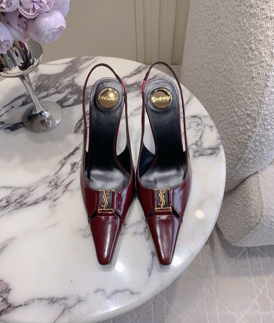 Yves Saint Laurent YSL Pointed-Toe Open-Back High-Heeled Shoes