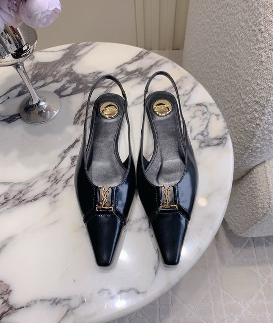 Yves Saint Laurent YSL Pointed-Toe Open-Back High-Heeled Shoes